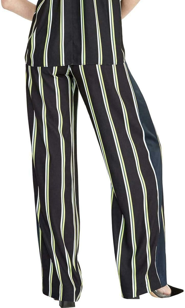 rachel rachel roy 女式条纹阔腿裤 黑色组合 large 【rachel roy】